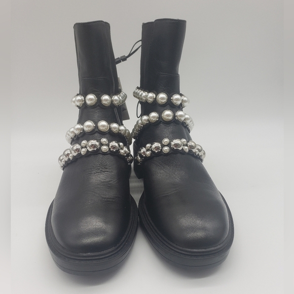691- Zara Women's Leather Ankle Boots Size 37 EU 6.5 US NWT - Picture 6 of 16